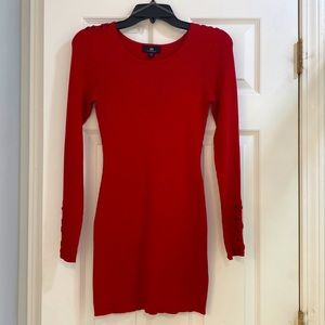 Red fitted sweater knit dress